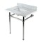Kingston Brass 30 Console Sink with Brass Legs 8Inch, 3 Hole, Marble WhitePolished Nickel KVBH3022M8SQ6 - alternate 1